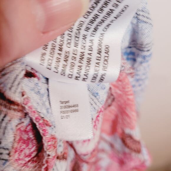 Knox Rose blue and red floral print smocked back tie strap midi dress size XL - Picture 8 of 10